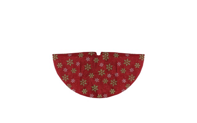  Metallic with and Snowflakes Mini Christmas Tree Skirt, Red