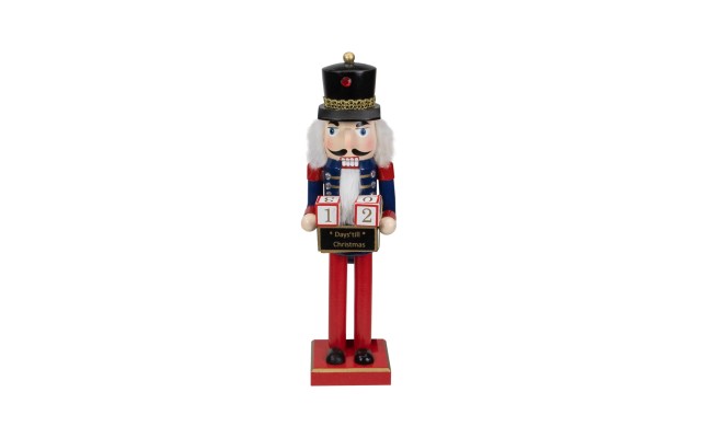  Seasonal Decorative Wooden Red and Blue Christmas Countdown Nutcracker