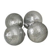 Northlight Shiny Silver Sequin Christmas Ball Ornaments – 4 Piece