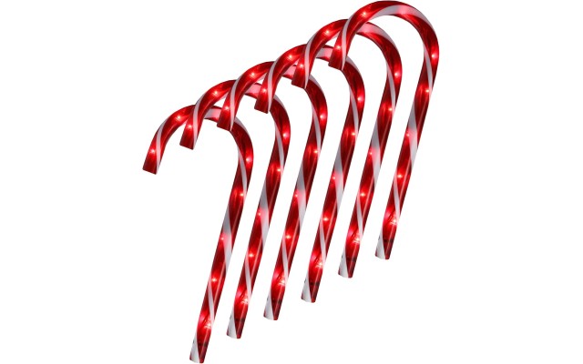  Twinkling Outdoor Candy Cane Pathway Markers, Set of 6