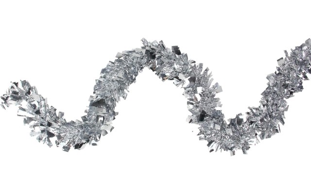  Wreaths, Classic Tinsel Garland, Silver, 144 inch