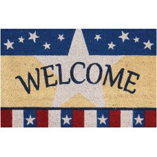 Nourison Americana Welcome Coir Outdoor | Exclusive Front Door Mat |Patriotic Decoration| Entryway Rug | Absorbing Doormat 18” X 28”, Multi