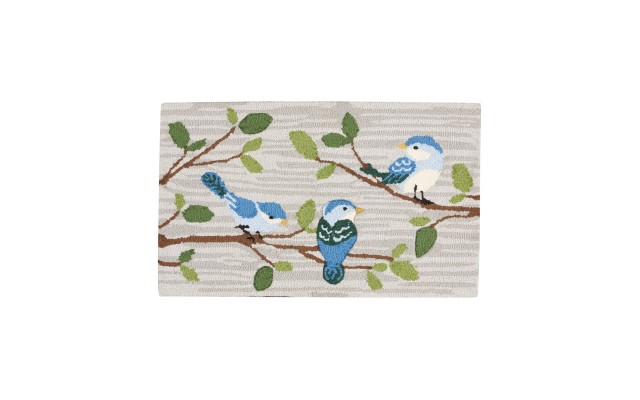  Birds On A Branch Hand-Hooked 18″ x 30″ Accent Rug, Gray