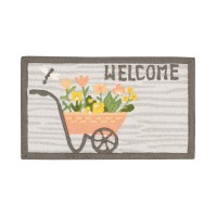 Nourison Welcome Wheelbarrow Hand-Hooked 18″ x 30″ Accent Rug, Gray