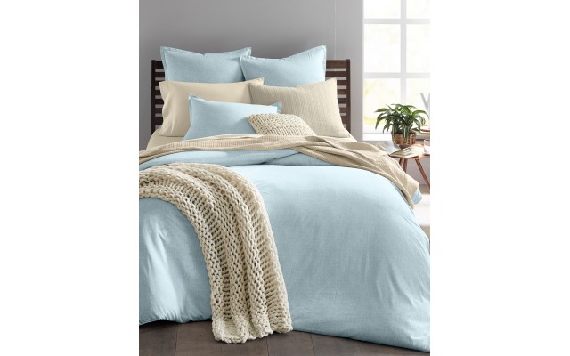  3-Piece Printed Ethicot Duvet Set, Light Blue, King
