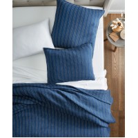 Oake Contrast Stitch Coverlet, Full/Queen, Navy