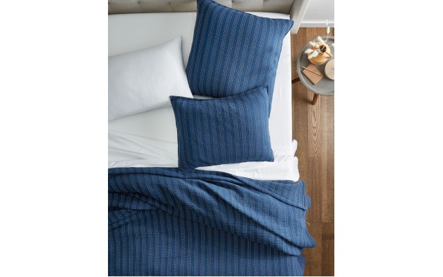  Contrast Stitch Coverlet, Full/Queen, Navy