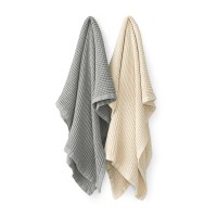Oake Waffle Throw, Gray, Beige