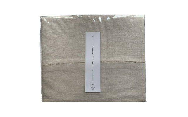  Yarn Dye Twin Flat Sheet Set, Beige