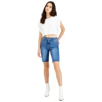 Oat Womens High-Rise Bermuda Jean Shorts, Blue/30