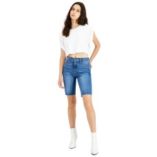 Oat Womens High-Rise Bermuda Jean Shorts, Blue/30