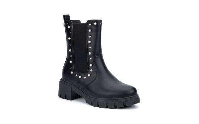  Women’s Samantha Studded Ankle Chelsea Boots, Black, 10M