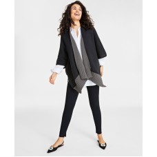 On 34th Tight Knit Reversible Wrap Sweater, Black Cognac