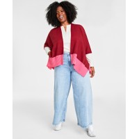 On 34th Tight Knit Reversible Wrap Sweater, Wine Multi