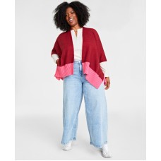 On 34th Tight Knit Reversible Wrap Sweater, Wine Multi