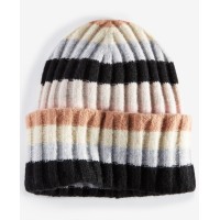 On 34th Women’s Striped Wide-Ribbed Beanie, Neutral