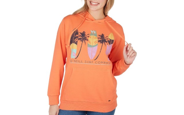 O’Neill Juniors’ Forever Surfing Cotton Pullover Hoodie, Porcelain Rose, Large