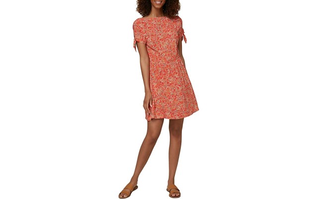 O’Neill Juniors’ Luciana Tie-Sleeve Dress, Orange, Medium