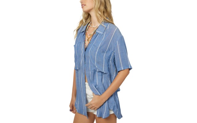 O’Neill Womens Blair Short Sleeve Top, Blue, Large