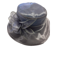 Organza Hat Church Derby Ornate Ruffle Bow Tea Party – Grey