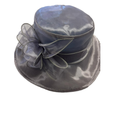 Organza Hat Church Derby Ornate Ruffle Bow Tea Party – Grey