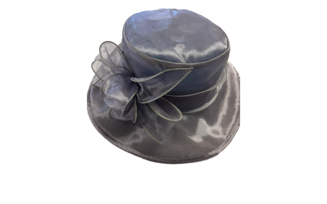 Organza Hat Church Derby Ornate Ruffle Bow Tea Party – Grey