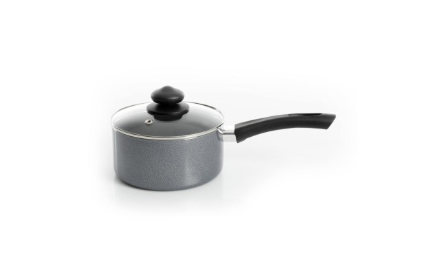  Pallermo Aluminum 1.5 Quart Sauce Pan with Glass Lid in Gray