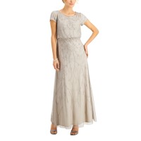 Papell Studio Womens Embellished Blouson Gown, Gray/4
