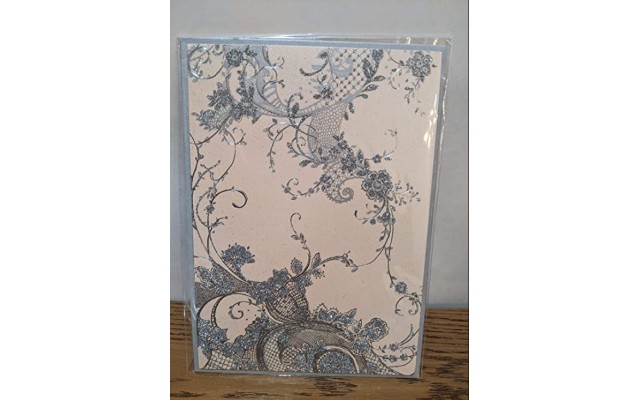  Any Occasion Greeting Card And Envelope; Sparkly Silver Vines