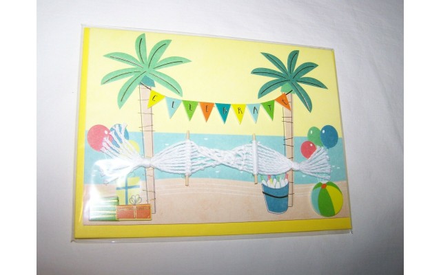  Birthday Greeting Card and Envelope; Hammock on Beach, 1 Each