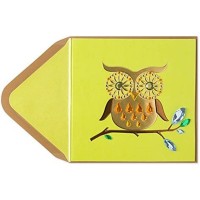 PAPYRUS Blank Greeting Card -Jeweled Owl on a Branch, Multi