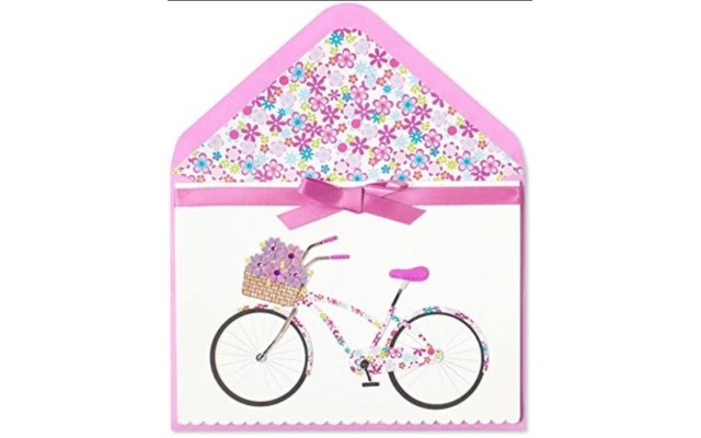  Blank Inside Card – Bicycle Romantic Flowers