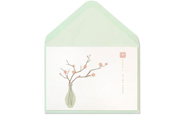  Cherry Blossom Branches in Vase Birthday Card