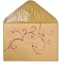 PAPYRUS Gemmed Thank You Card by Papyrus (Blank Inside), Gold, 7.25 x 5.25 x 0.1