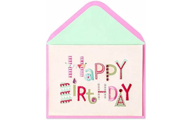  Happy Bday Embroidered Text, 1 Each