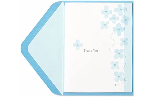  Light Blue Flowers Thank You Card