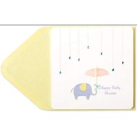 Papyrus Raindrops, Umbrella and Elephant Baby Shower Card