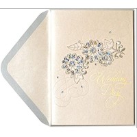 Papyrus Wedding Card Embellished Floral Embroidery Applique With Jewels-elegant