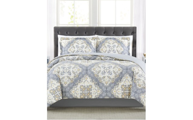  Trinity 3-Pc. Reversible Medallion Full/Queen Comforter Set, Gray