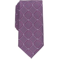Perry Ellis Mens Ebsen Grid Pink Tie Necktie