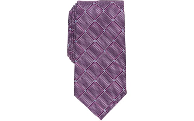  Mens Ebsen Grid Pink Tie Necktie