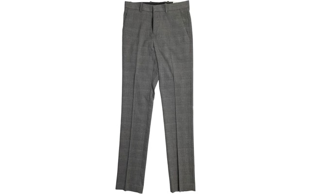  Men’s Slim Fit Stretch Non Iron Dress Pants, Grey Plaid, 30×32