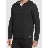 Perry Ellis Portfolio Men’s Portfolio Heathered Knit Hoodie, Charcoal, Large