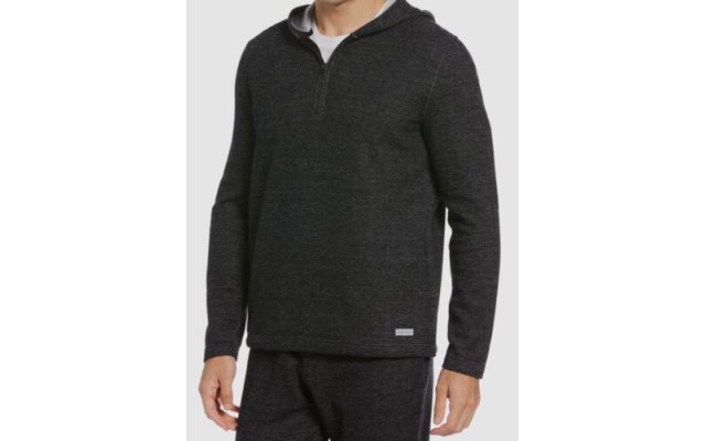  Men’s Portfolio Heathered Knit Hoodie, Charcoal, Large