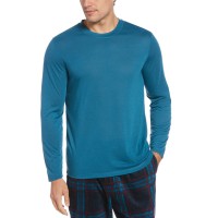 Perry Ellis Portfolio Mens Portfolio Jersey Long-Sleeve Pajama T-Shirts, Blue, Large