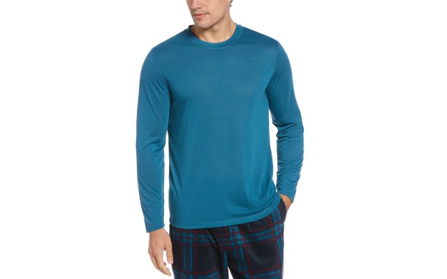  Portfolio Mens Portfolio Jersey Long-Sleeve Pajama T-Shirts, Blue, Large
