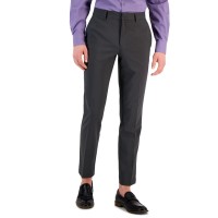 Perry Ellis Portfolio Men’s Slim-Fit Flat Front Pants, Grey, 33×30
