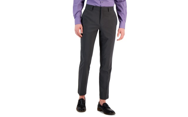  Portfolio Men’s Slim-Fit Flat Front Pants, Grey, 33×30