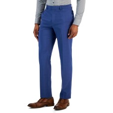 Perry Ellis Portfolio Men’s Slim-Fit Tonal Windowpane Dress Pants, Blue, 36×32