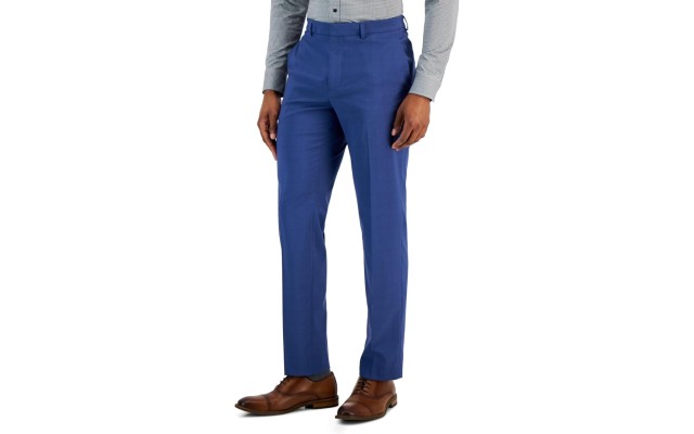  Portfolio Men’s Slim-Fit Tonal Windowpane Dress Pants, Blue, 36×32